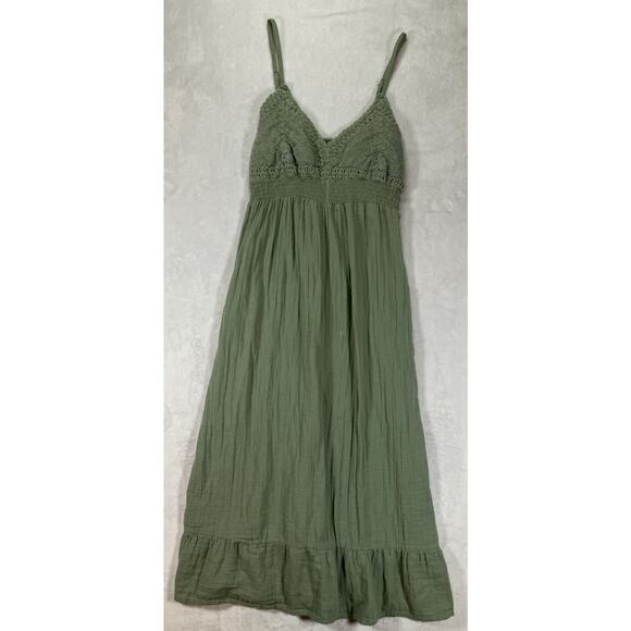 BOHO ME Dress Maxi Cotton Crochet Adjustable Straps Sundress Size Medium Cottage - Picture 1 of 11